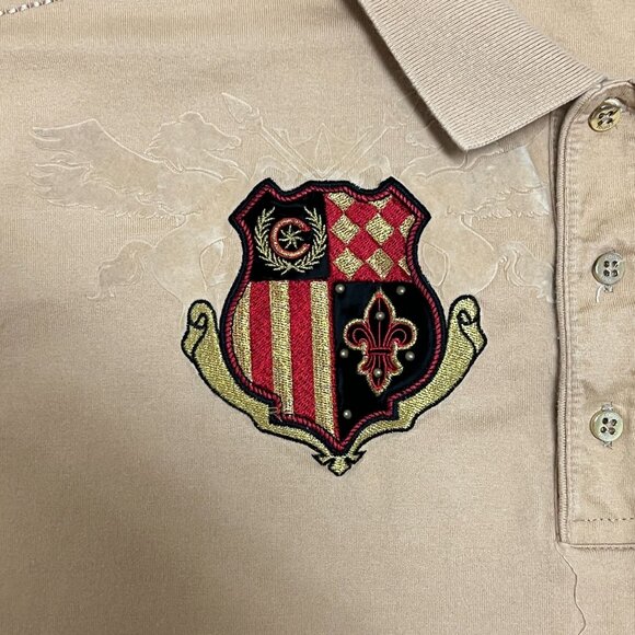 Vtg Coogi Royal Crest Polo 4XL Khaki Embroidered Cotton Y2K Chic Streetwear - Picture 4 of 16